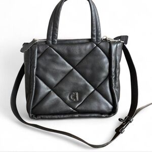Black Cole Haan Quilted Leather Handbag Tote